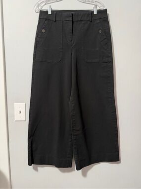 J Crew Wide Leg Black Crop Pants Size 10
